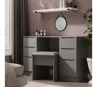 Welcome Furniture Ltd Milan 6 Drawer Double Pedestal Desk in Dusk Grey - Ready Assembled, Grey