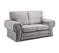 Milan Fabric 2 Seater Sofa Grey Fabric Full Back Chesterfield Style Furnishings For Less UK Grey One Size