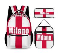 Milan Flag Italy Backpack Set Rucksack Insulated Lunch Bag Makeup Bag | 3 in 1 Cute Portable Shoulder Bag Personalized Daypack Travel Unisex