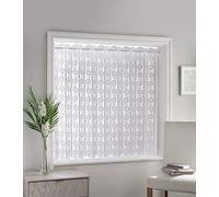 Milan - Floral Patterned, Vertical Louvre Style Window Blind, Pleated Lace Panel Curtain, with café curtain style top in White (Width - 72" (183cm) x Drop - 54" (137cm))