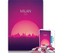 Milan Italy 1000 Piece Jigsaw Puzzle for Adults And Teenagers,Quiz Game Wall Decoration Unique Birthday And Xmas Gifts 38x26cm
