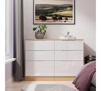 Milan Large Chest of Drawers White & Oak 6 Drawers 110cm