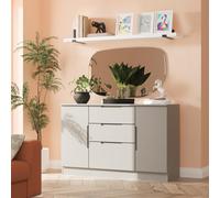 Milan Large Sideboard Grey 2 Doors 2 Shelves 3 Drawers 126cm