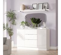 Milan Large Sideboard White 2 Doors 2 Shelves 3 Drawers 126cm