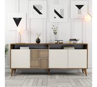 milan large wooden sideboard with 4 doors in walnut and cream