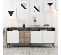 milan large wooden sideboard with 4 doors in walnut and white