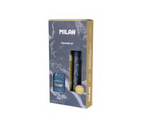 MILAN® Lava Series Gift Box with P1 Ballpoint Pen, PL1 0.5mm HB Mechanical Pencil and Sharpener Blue