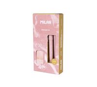 MILAN® Lava Series Gift Box with P1 Ballpoint Pen, PL1 Mechanical Pencil 0.5mm HB and CAPSULE Sharpener, Pink