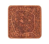 Milan Map Coaster, One piece, Sapele Wooden Coaster with City map, Multiple City Optional, Handmade