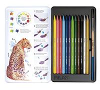 MILAN Metal Box 12 Watercolour Coloured Pencils + 1 Brush, 07468112C