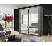 Milan Modern 100cm Width 200cm Height 62cm Depth Full Mirror sliding door wardrobe (Grey)