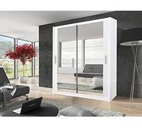 Milan Modern Full Mirror sliding door wardrobe 180cm Width 216cm Height 62cm Depth (White)
