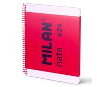 MILAN® NATA® A4 Hardcover Spiral Notebook, Graph Paper, 80 Sheets, Pink