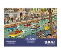 Milan Navigli Sunday Aperitivo Wooden Jigsaw Puzzle Waterproof 1000 Piece Puzzles for Adults Gifts Fun Challenging Games