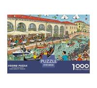 Milan Navigli Sunday Aperitivo Wooden Jigsaw Puzzle Waterproof 1000 Piece Puzzles for Adults Impossible Educational Games