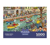 Milan Navigli Sunday Aperitivo Wooden Jigsaw Puzzle Waterproof 1000 Piece Puzzles for Adults Impossible Educational Games