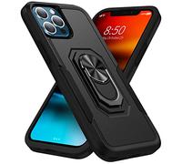 MILAN NICE Phone Case for iPhone 13 Pro,Shockproof Cover with Ring Holder Upgrade Durable Soft TPU Protective 360 Degrees Rotation Ring Grip,Black