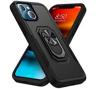 MILAN NICE Phone Case for iPhone 13,Shockproof Cover with Ring Holder Upgrade Durable Soft TPU Protective 360 Degrees Rotation Ring Grip,Black