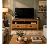 Milan Oak TV Unit | Large TV Stand Storage TV Cabinet | Medium Wood Tone