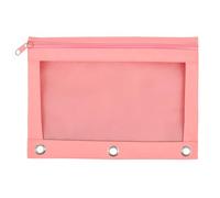 Milan Pacific 3-Ring Binder Pencil Pouch with Clear Window,Canvas with Zipper Closure, Metal Grommets for School Supplies Storage (Pink)