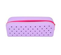 Milan Pacific Star Pattern Pencil Case, Pink Zipper Pouch with Decorative Stars, 3 Surprise Snap On Charms, for School Supplies, Makeup, Arts and Crafts, Beach Essentials (Purple)