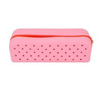Milan Pacific Star Pattern Pencil Case, Pink Zipper Pouch with Decorative Stars, 3 Surprise Snap On Charms, for School Supplies, Makeup, Arts and Crafts, Beach Essentials (Pink)