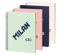 MILAN® Pack of 4 A4 Hardcover Spiral Notebooks 80 Sheets White 95gsm Collection 430 Since 1918