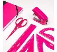 MILAN® Pack Rules Technical Drawing, Stapler, Office Scissors and Notebook, Acid Series Pink
