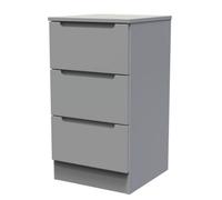 Milan Ready Assembled Matt Grey 3 Drawer Bedside Chest (H)685mm (W)370mm (D)390mm