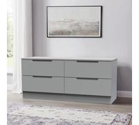 Milan Ready Assembled Matt Grey 4 Drawer Wide Chest (H)495mm (W)1100mm (D)390mm