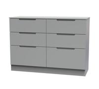 Milan Ready Assembled Matt Grey 6 Drawer Wide Chest (H)785mm (W)1100mm (D)390mm