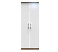 Milan Ready Assembled Wardrobe with 2 Doors - White Matt / Oak - Welcome Furniture | TJ Hughes
