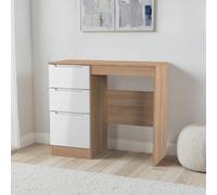 Milan Ready Assembled White & Oak 3 Drawer Dressing Table (H)785mm (W)904mm (D)390mm