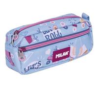 MILAN Rectangular Pencil case 2 Zippers Series 1918., Blue, 21 x 8.5 x 6.1 cm, Casual