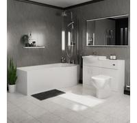 Milan Right Hand P Shaped Shower Bath Modern Bathroom Suite | White | Plastic | 1700mm