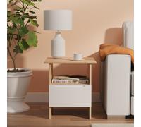 Milan Side Table White & Oak 1 Shelf 1 Drawer 50cm