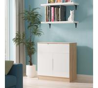 Milan Sideboard White & Oak 2 Doors 1 Drawer 79cm