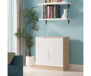 Milan Sideboard White & Oak 2 Doors 1 Drawer 79cm