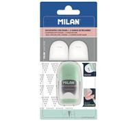 Milan Silver Blister Pack Eraser With Pencil Sharpener Capsule +2 Spare Erasers