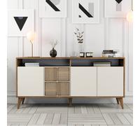 milan small wooden sideboard with 4 doors in walnut and cream