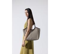 Milan Striped Canvas Tote Bag Brown Stripes