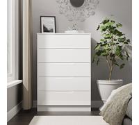 Milan Tall Chest of Drawers White 5 Drawers 108cm