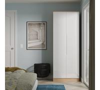 Welcome Furniture Ready Assembled Milan Tall Plain Wardrobe In White Gloss & Bardolino Oak, White