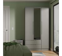 Milan Tall Mirror Wardrobe Grey 1 Shelf 2 Drawers 196cm
