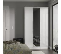 Welcome Furniture Milan Tall Triple Mirror Wardrobe - Ready Assemble Extra Larg White