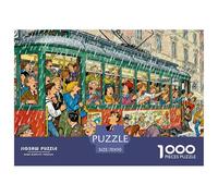Milan Tram Wooden Jigsaw Puzzle Waterproof 1000 Piece Puzzles for Adults Gifts Fun Home Decoration