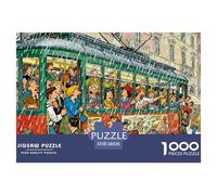 Milan Tram Wooden Jigsaw Puzzle Waterproof 1000 Piece Puzzles for Adults Impossible Challenging Games