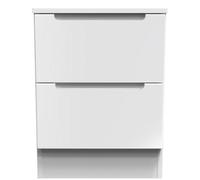 Milan White Gloss 2 Drawer Bedside Cabinet
