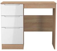 Milan White Gloss and Oak Effect 3 Drawer Single Dressing Table