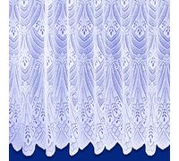 Milan White Net Curtain Art Deco Heavy Quality All Over Design - Sold by the Metre (Drop: 91cm (36"))